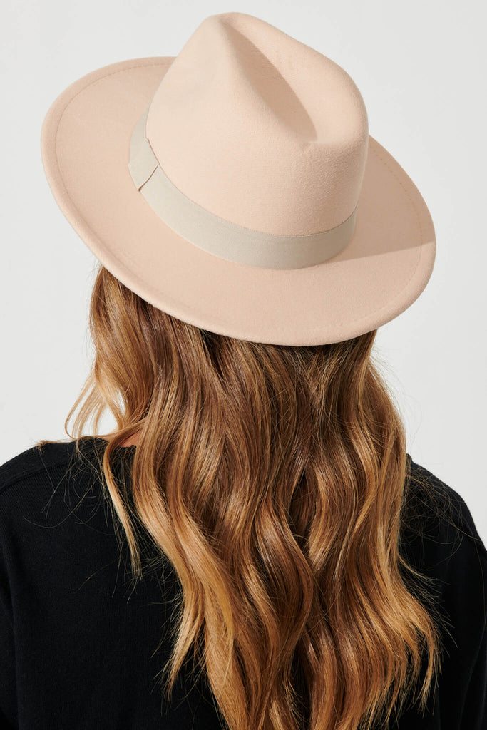 August + Delilah Nari Fedora Hat In Cream - back