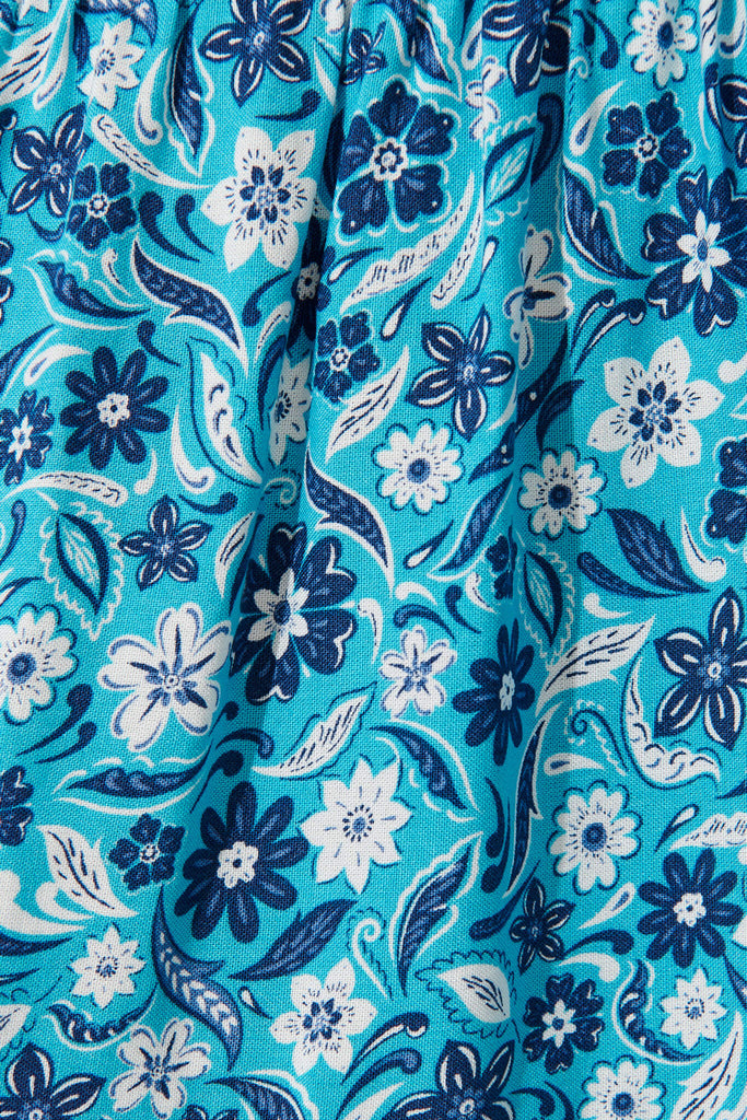 Abriella Dress In Blue Floral - fabric