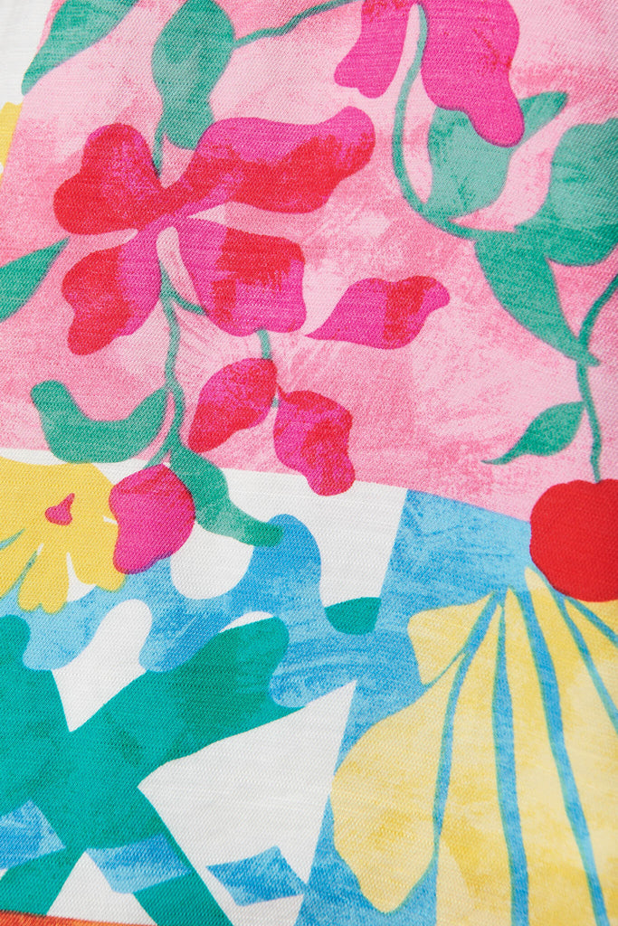 Lovebird Playsuit In Bright Seaside Print - fabric