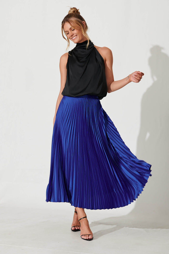 Roxanne Top In Black Satin - full length