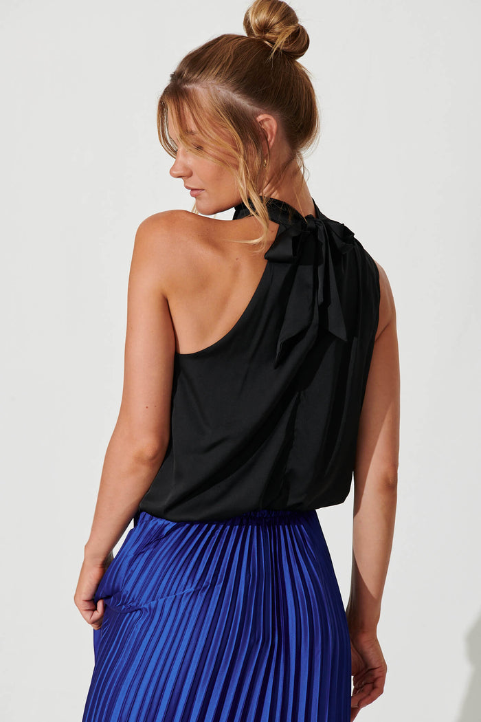 Roxanne Top In Black Satin - back
