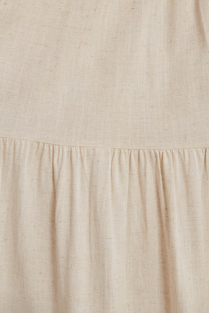 Monroe Maxi Sundress In Oatmeal Linen Blend - fabric