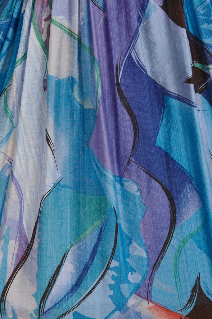 Lenni Maxi Dress In Blue And Purple Watercolour - fabric