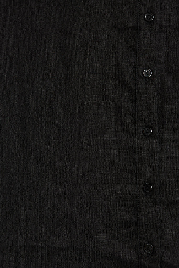 Freelance Shirt In Black Pure Linen - fabric