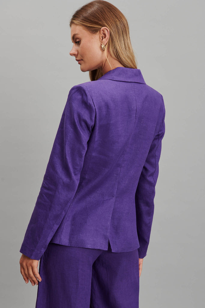 Deborah Blazer In Purple Pure Linen - back