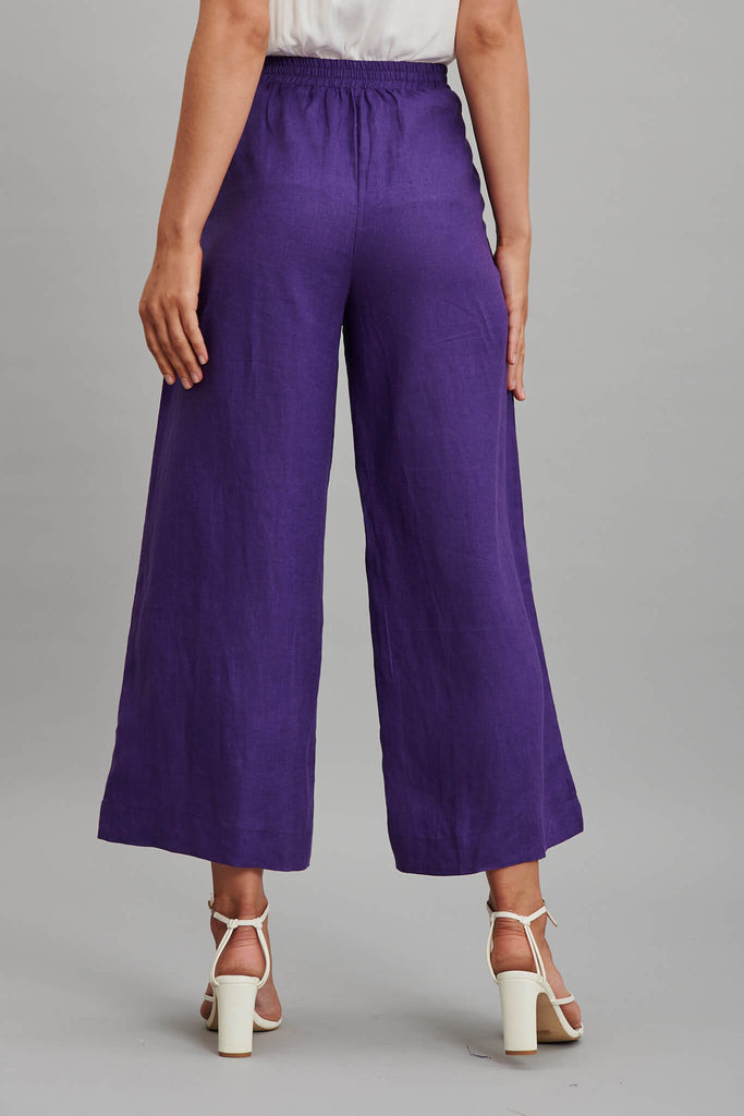 Clarita Pant In Purple Pure Linen - back