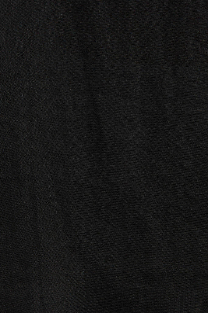 Yola Shirt In Black Pure Linen - fabric