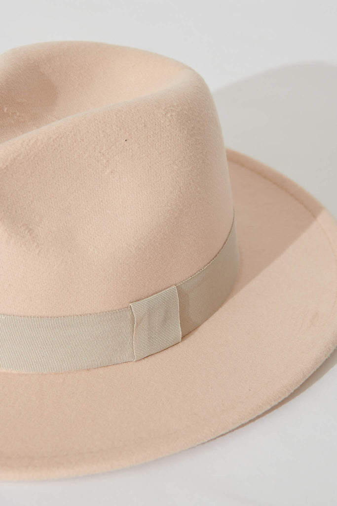 August + Delilah Nari Fedora Hat In Cream - detail