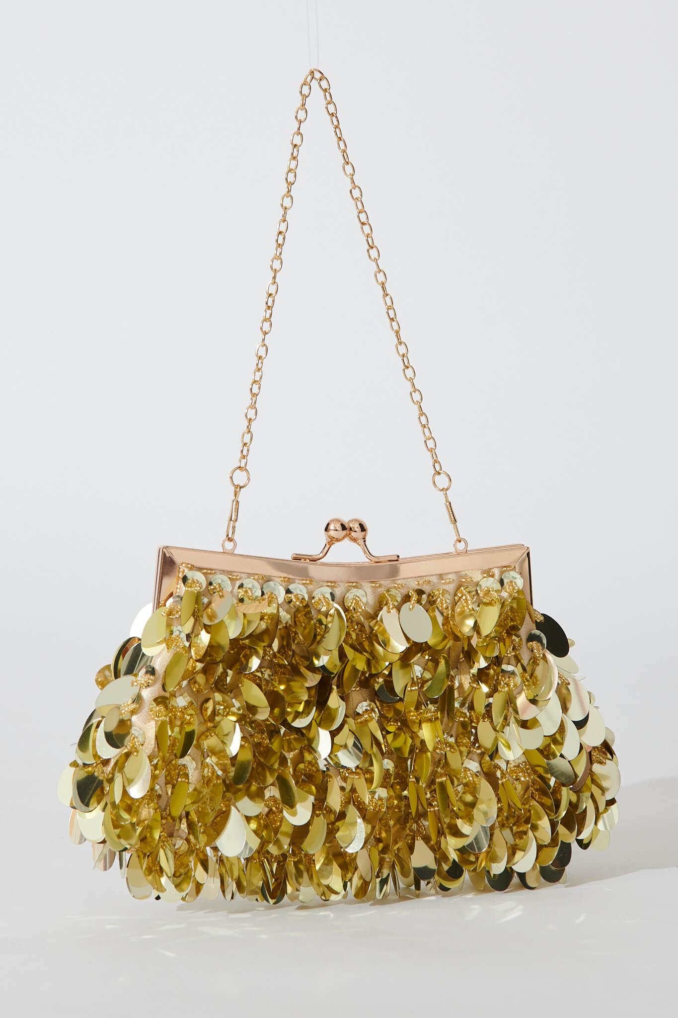 Leah Clutch Bag In Gold Sequin St Frock
