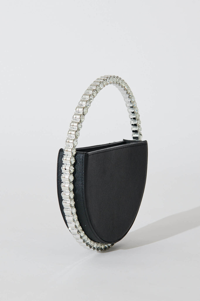 August + Delilah Treasure Round Clutch Bag In Black Diamante - side