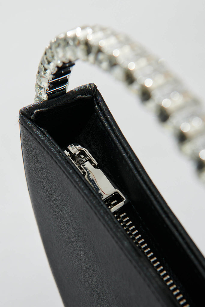 August + Delilah Treasure Round Clutch Bag In Black Diamante - detail