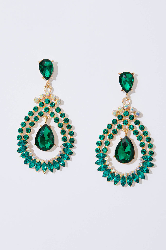 August + Delilah Gorgeous Drop Earrings In Green - flatlay