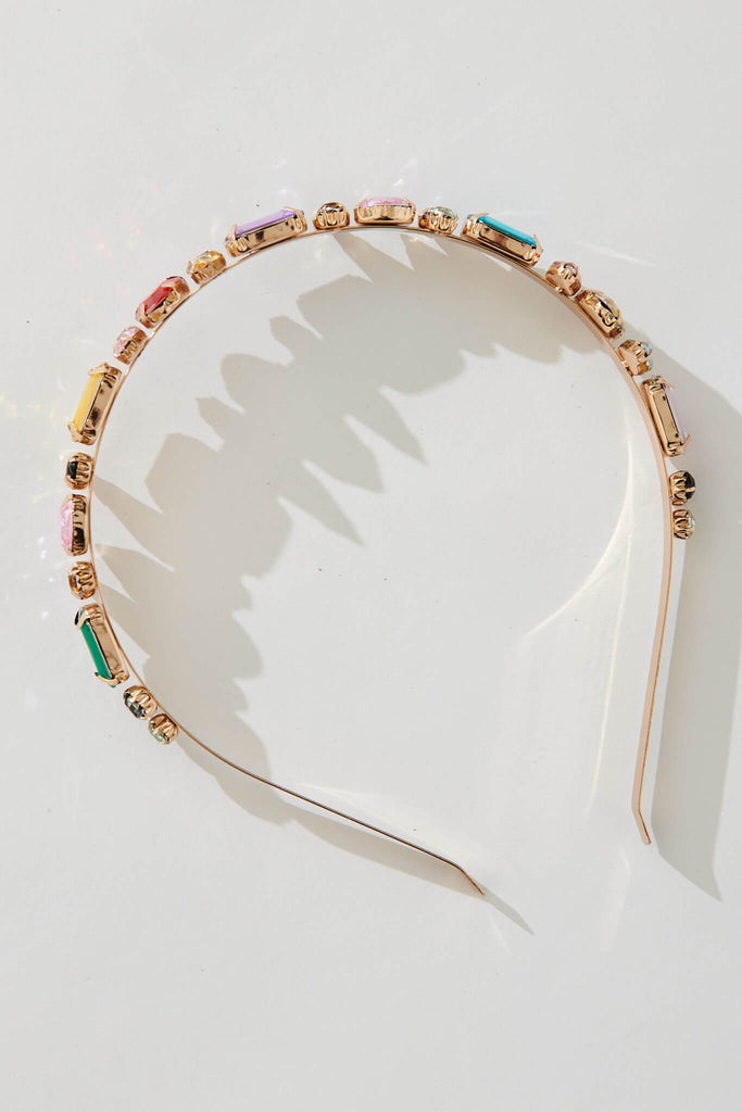 August + Delilah Sloane Headband In Multi Diamante - flatlay