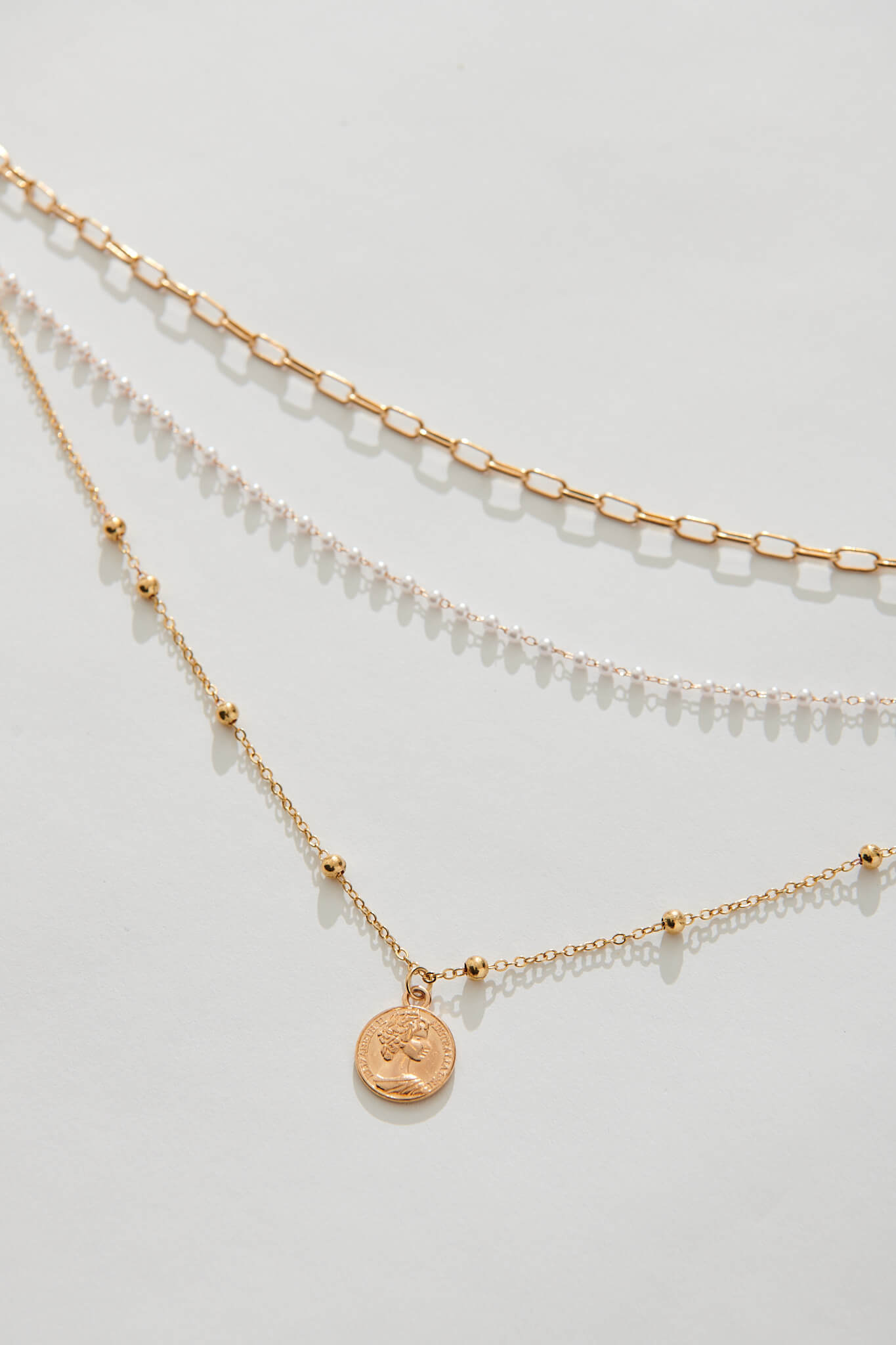 August + Delilah Marlin Layered Necklace In Gold - flatlay