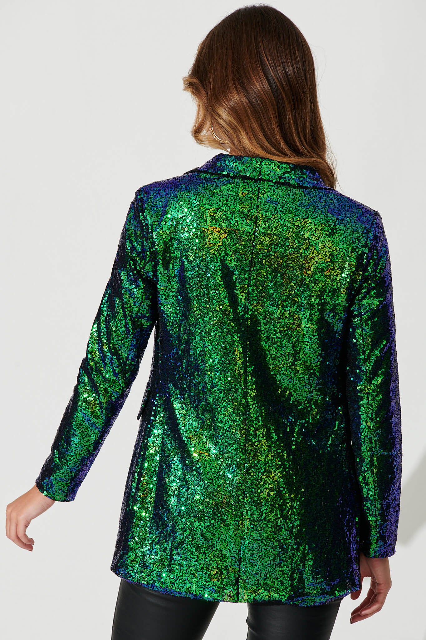 Reputation Blazer In Bright Green Sequin St Frock