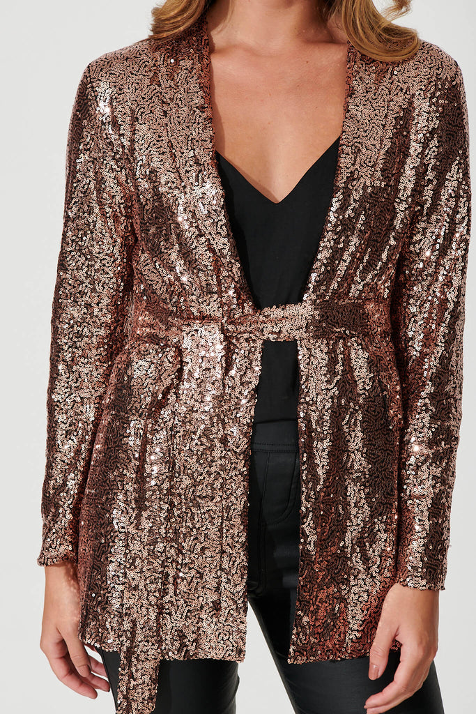 Reputation Blazer In Rose Gold Sequin - detail