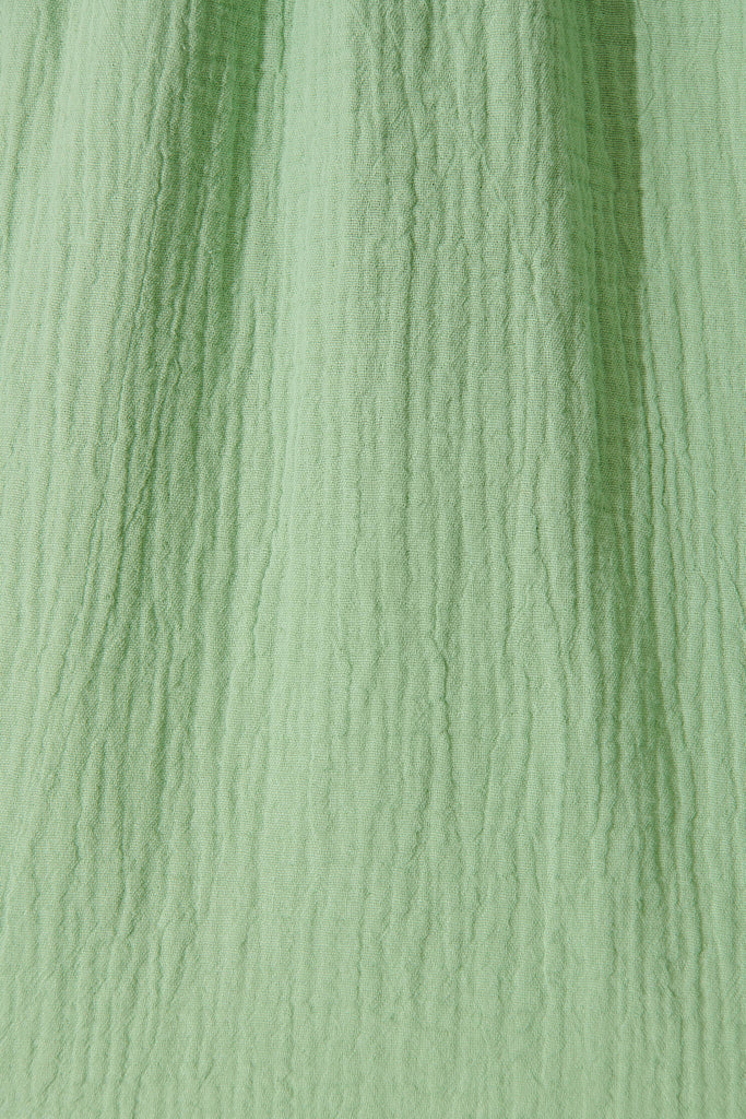 Sheena Top In Green Cotton - fabric