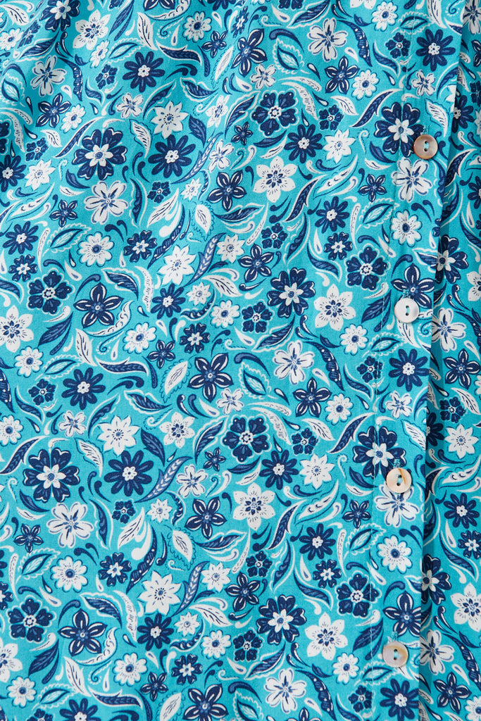 Nadalene Midi Dress In Blue Floral - fabric