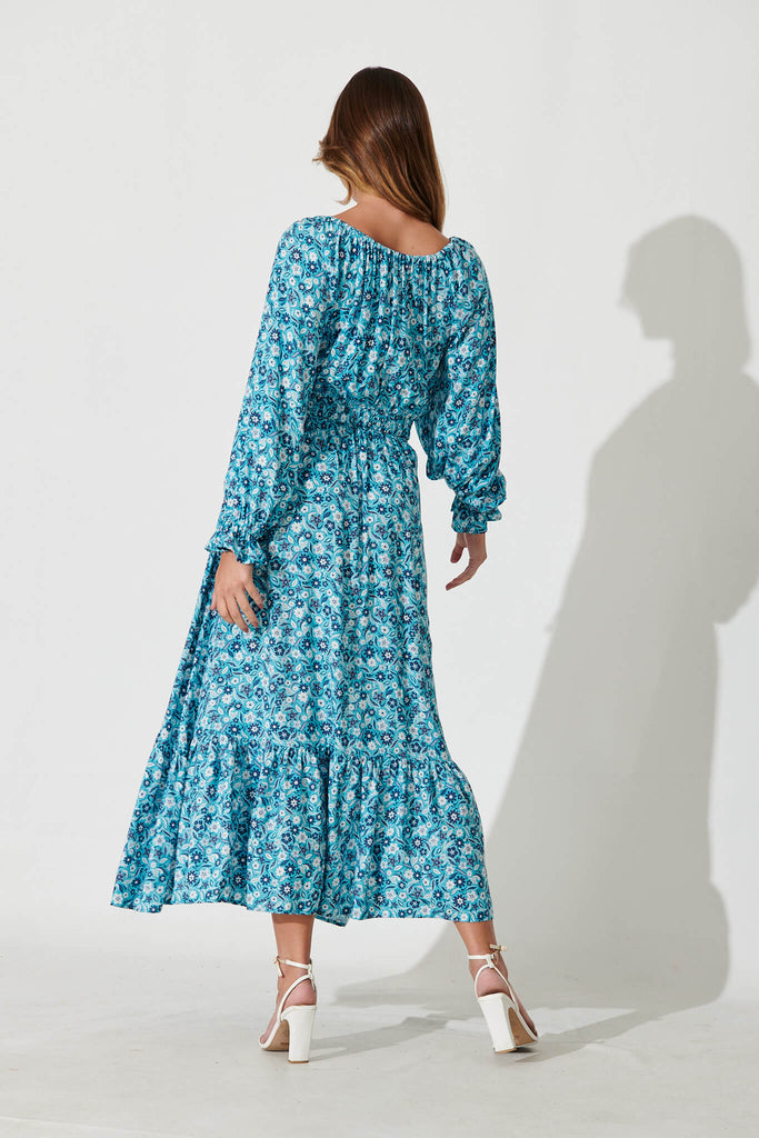 Timeless Maxi Dress In Blue Floral - back