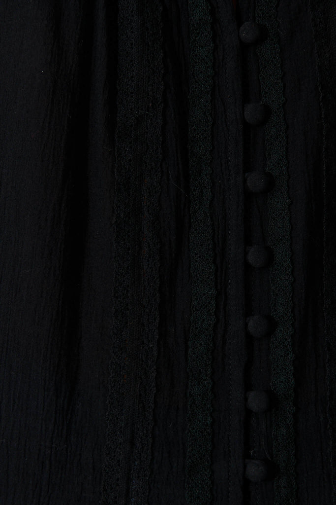 Martika Top In Black Cotton - fabric