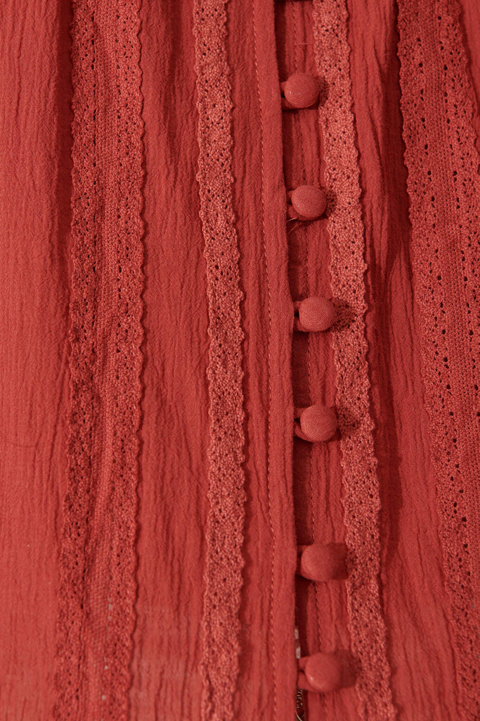 Martika Top In Rust Cotton - fabric