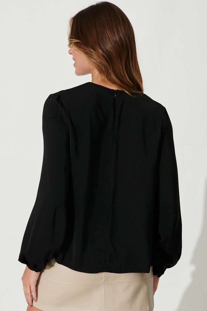 Rydell Shirt With Chain Detail In Black Satin - back