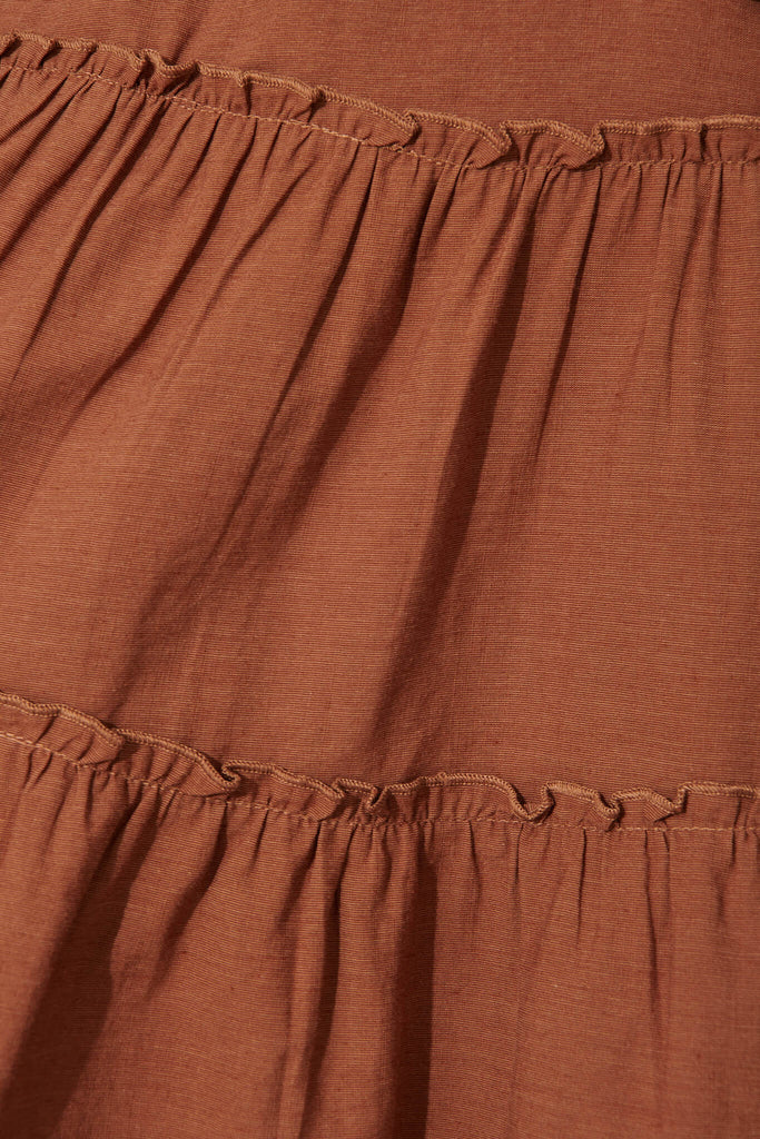 Gene Smock Dress In Brown Cotton Blend - fabric