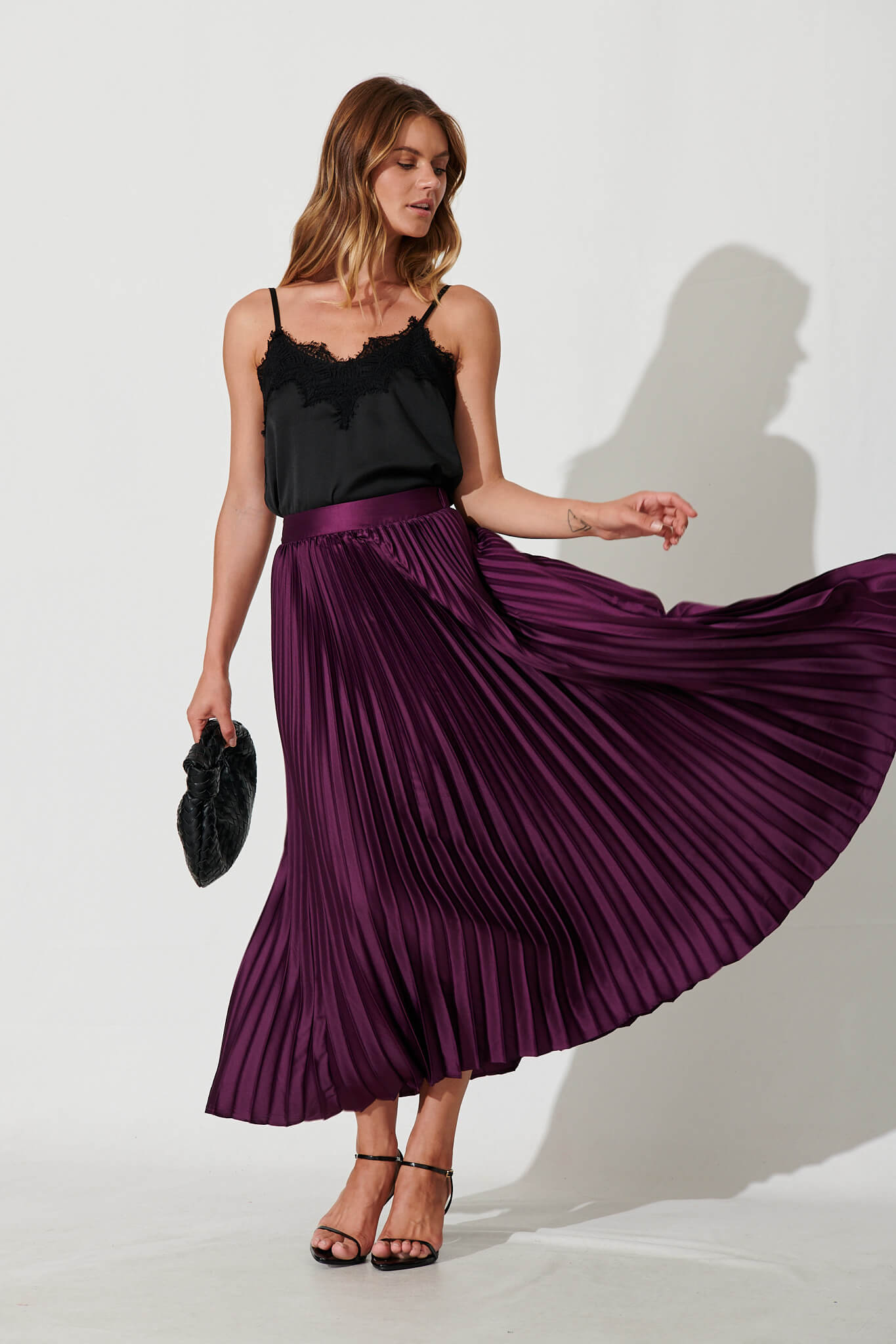 Satin Pleats Skirt - Hazel main image 0