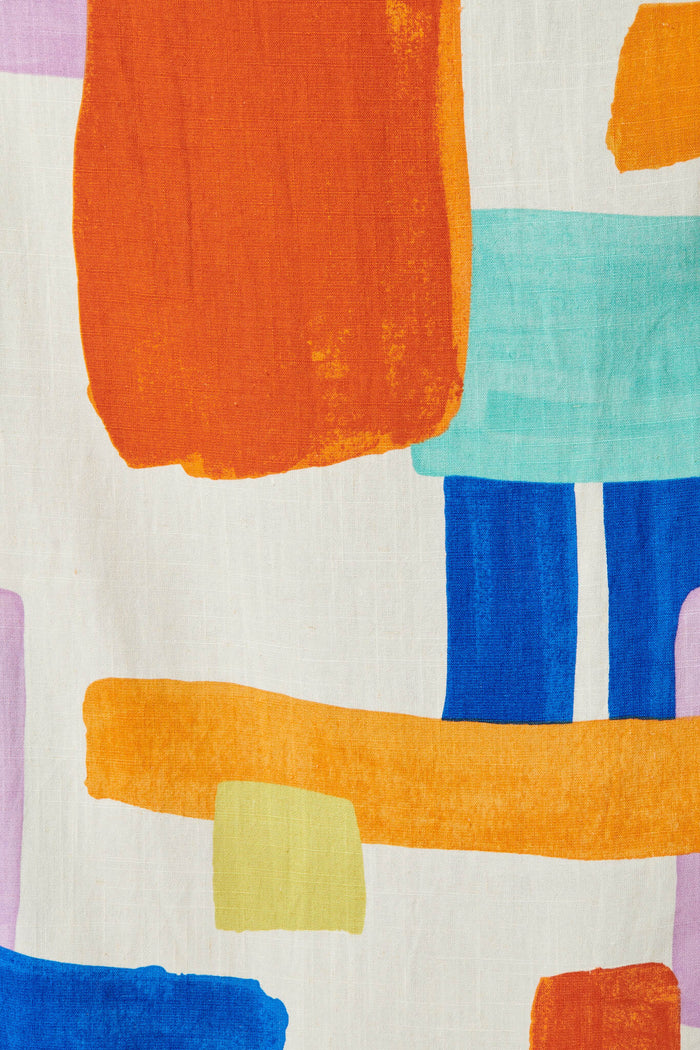 Bloom Maxi Skirt In Bright Multi Linen Blend - fabric