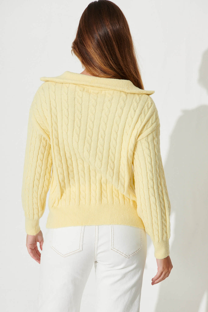 Tanna Zip Knit In Yellow Wool Blend - back