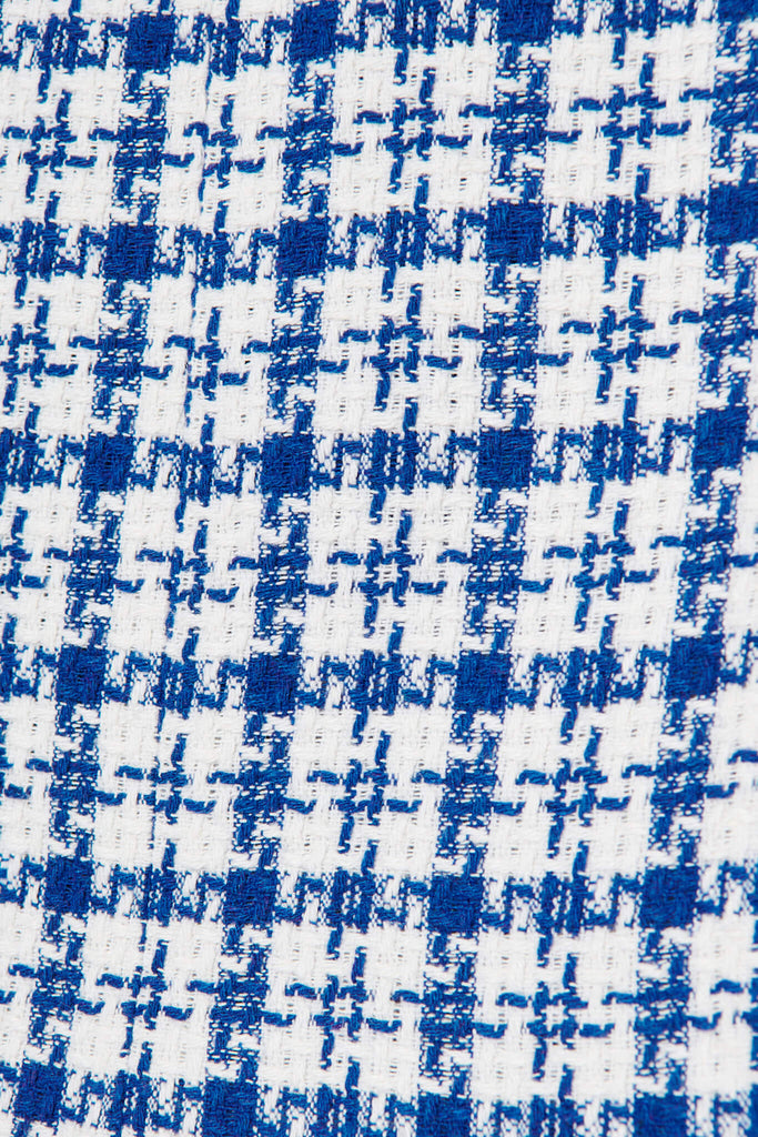 Malta Blazer In Blue With White Houndstooth Jacquard - fabric