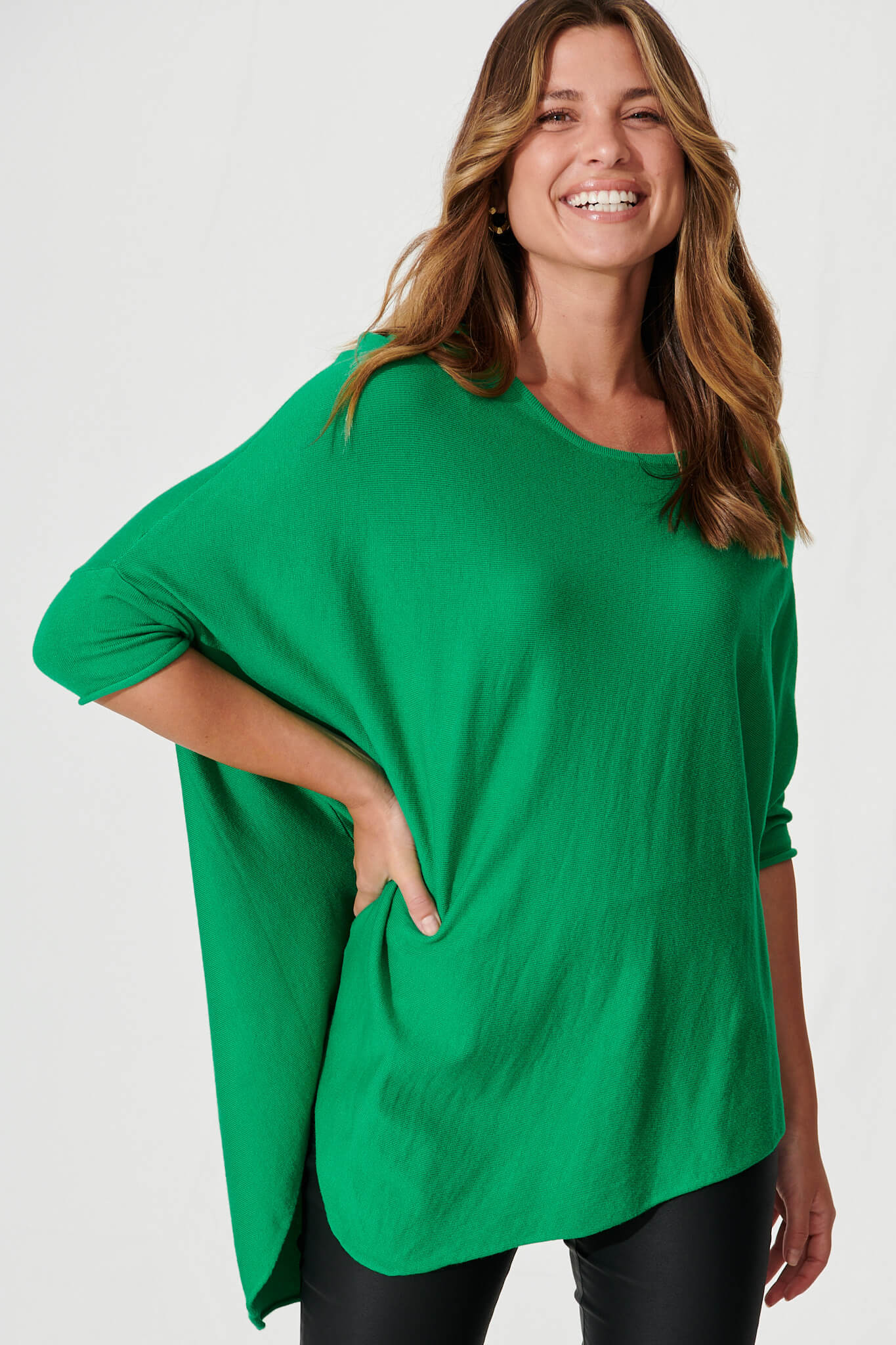 Eye To Eye Knit Top In Green - front