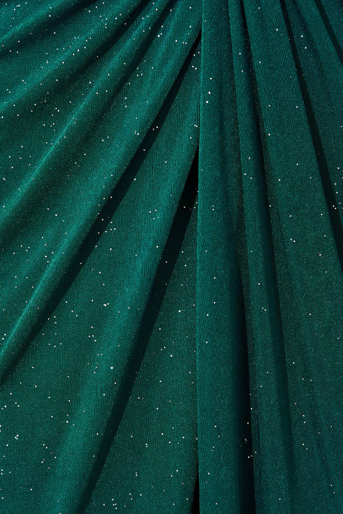 Nevis Midi Dress In Emerald Glitter - fabric