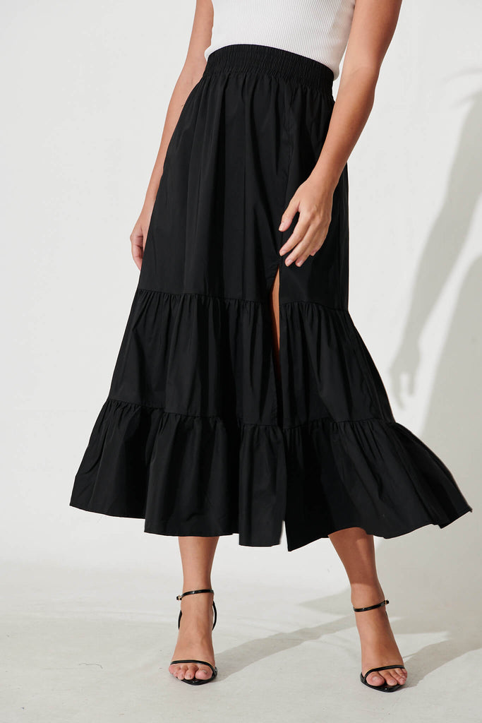 Russo Maxi Skirt In Black Cotton Blend - front