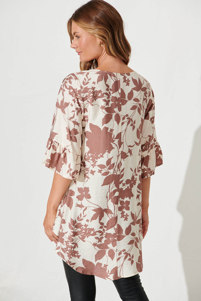 Boniface Top In Cream With Tan Floral - back