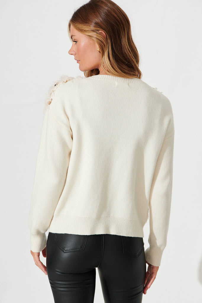 Cento Knit In Cream With Fluffy Sequin Wool Blend - back
