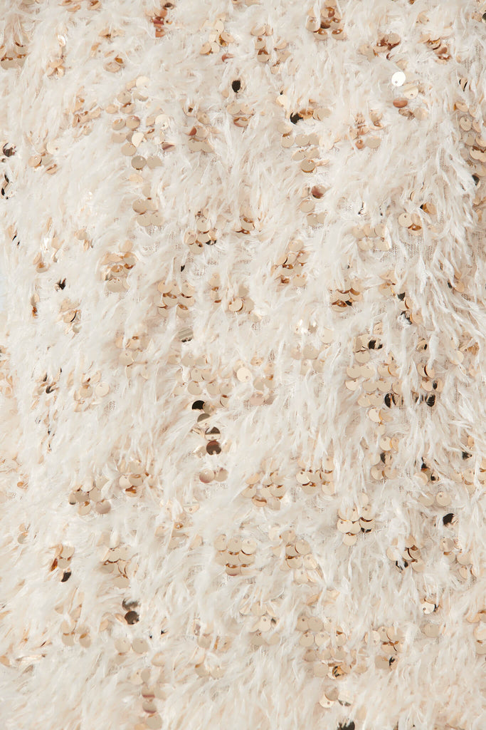 Cento Knit In Cream With Fluffy Sequin Wool Blend - fabric
