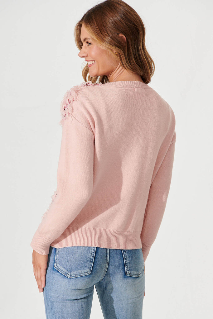 Cento Knit In Pink With Fluffy Sequin Wool Blend - back