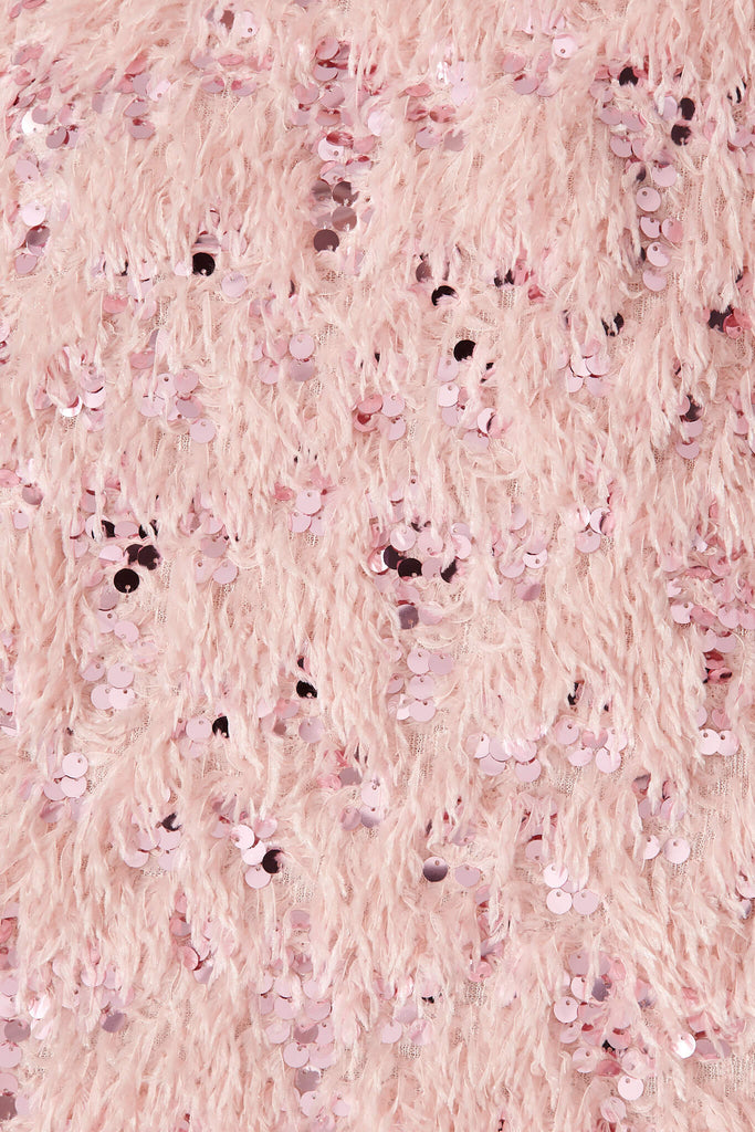 Cento Knit In Pink With Fluffy Sequin Wool Blend - fabric