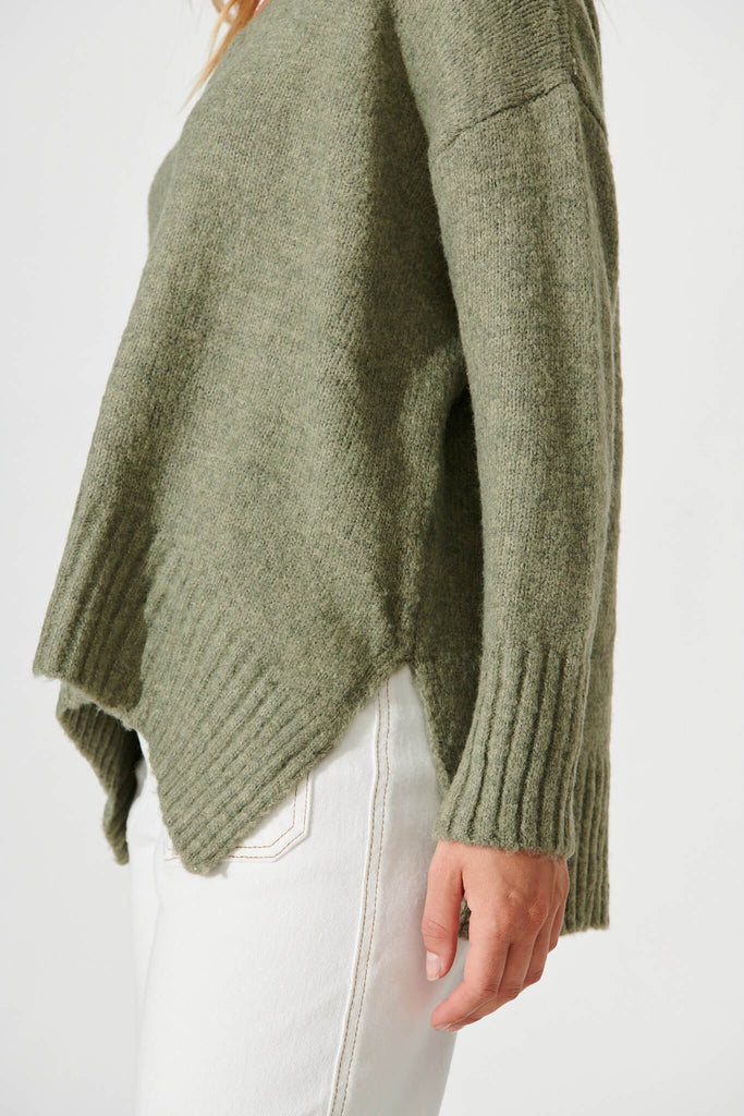 Carmella Knit In Khaki Wool Blend - detail
