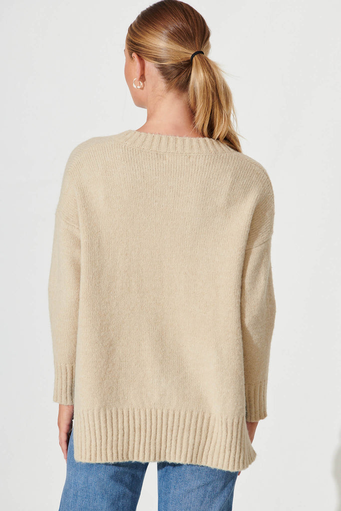 Carmella Knit In Beige Wool Blend - back