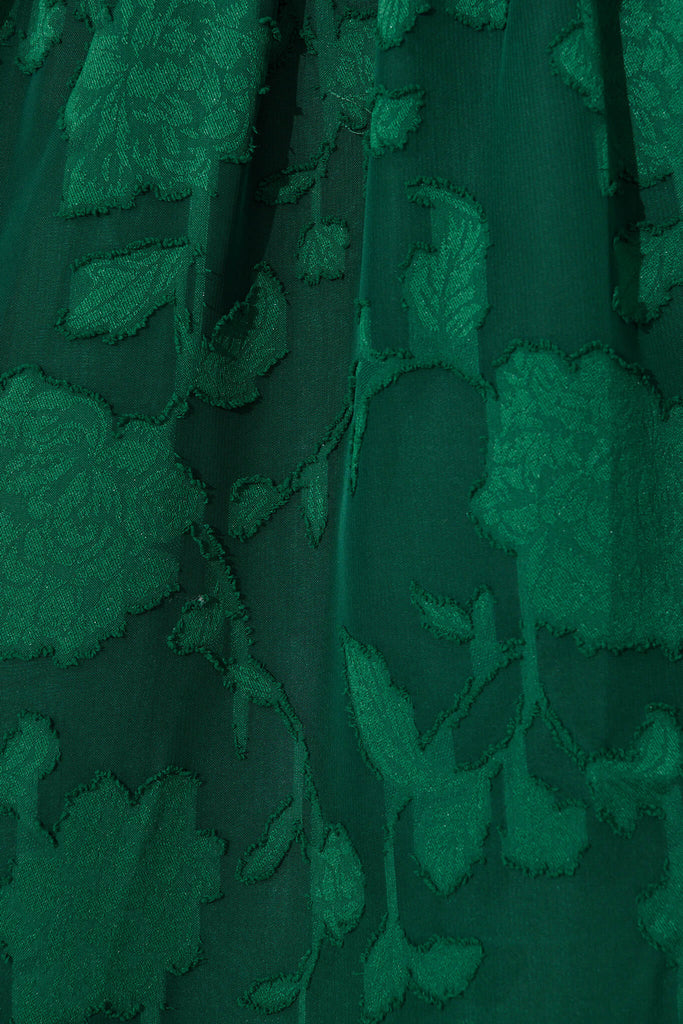 Destiny Midi Dress In Emerald Burnout Chiffon - fabric