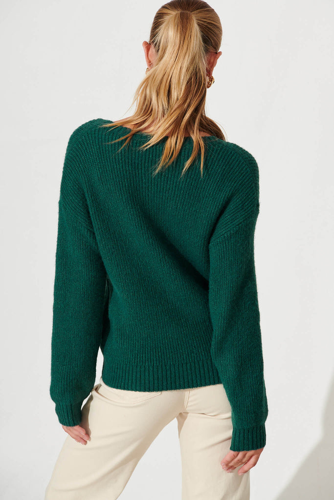 Valeria Knit In Forest Green Wool Blend - back
