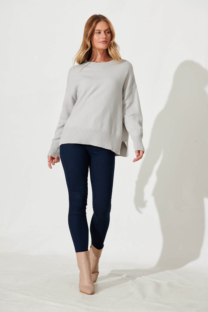 Gracelynn Knit In Grey Wool Blend - full length