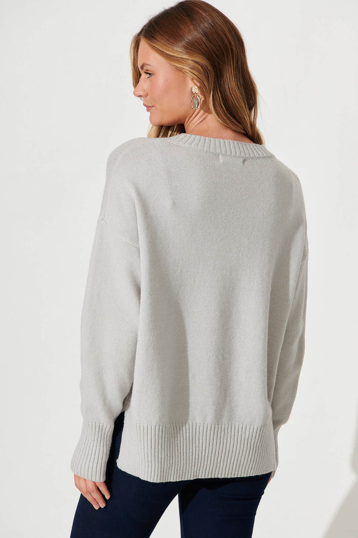 Gracelynn Knit In Grey Wool Blend - back