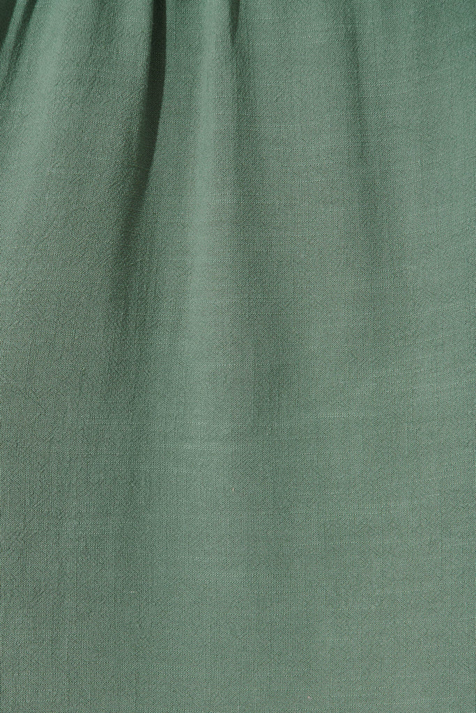 Nancy Smock Dress In Khaki Linen Blend - fabric
