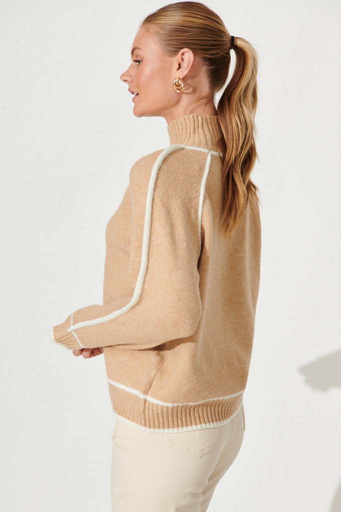 Cinque Knit In Light Brown Wool Blend - side