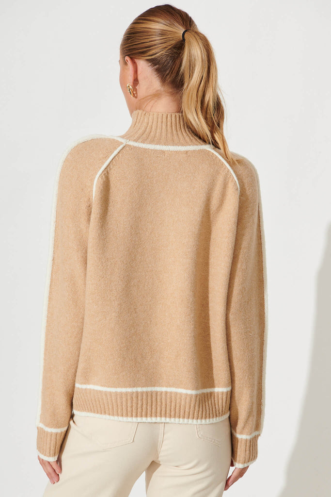 Cinque Knit In Light Brown Wool Blend - back