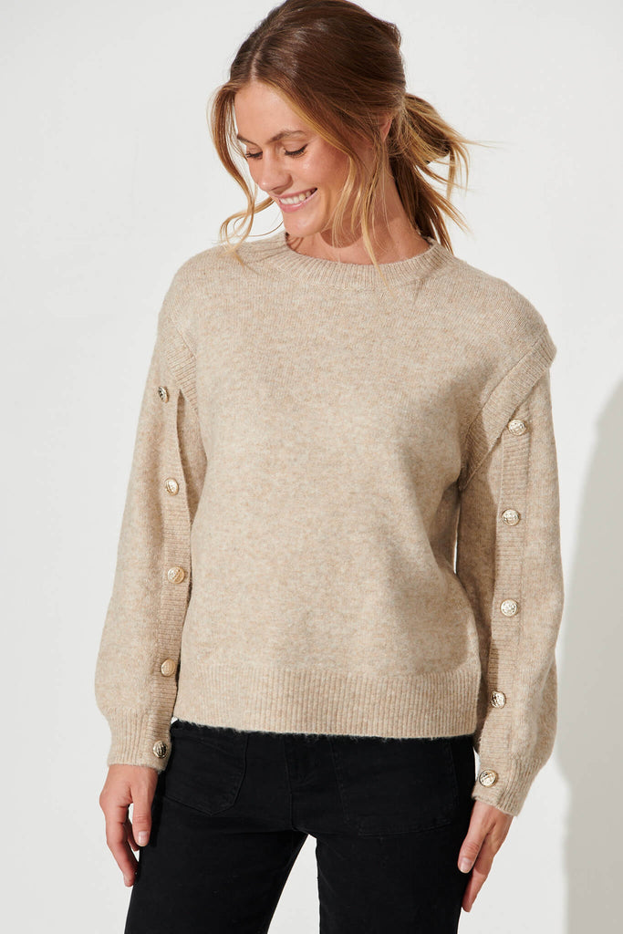 Mars Knit In Taupe Wool Blend - front