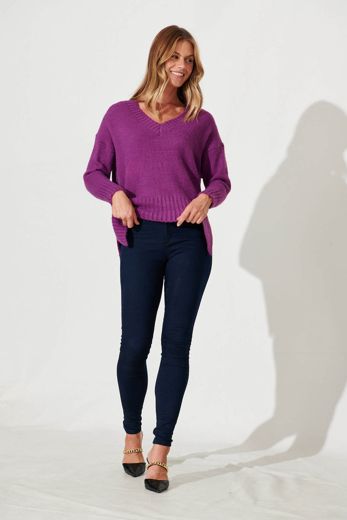 Carmella Knit In Purple Wool Blend - full length